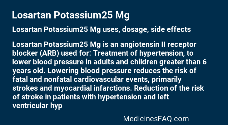 Losartan Potassium25 Mg