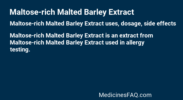 Maltose-rich Malted Barley Extract