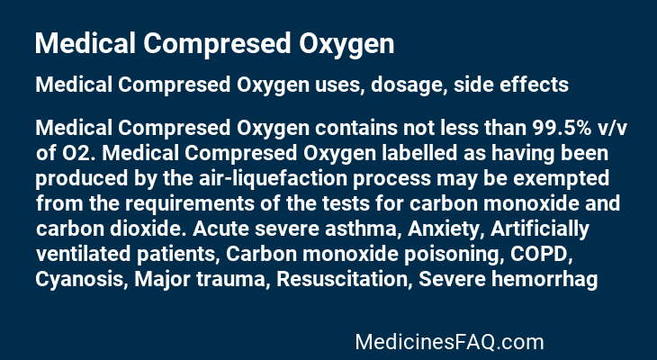 Medical Compresed Oxygen