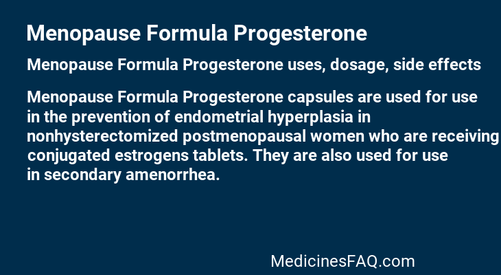Menopause Formula Progesterone