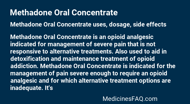 Methadone Oral Concentrate