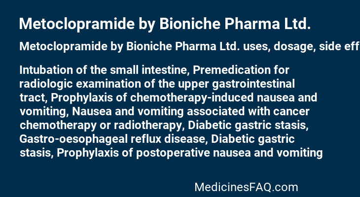 Metoclopramide by Bioniche Pharma Ltd.