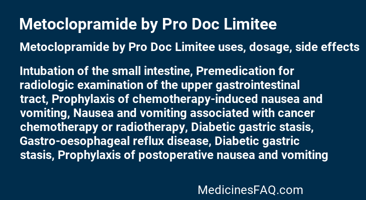 Metoclopramide by Pro Doc Limitee