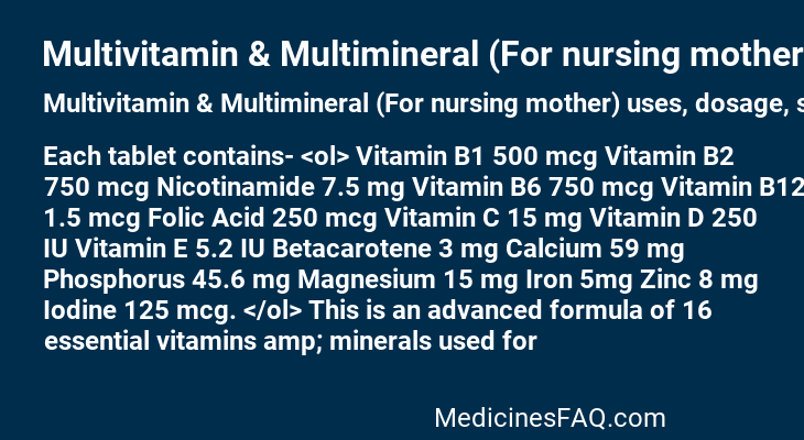 Multivitamin & Multimineral (For nursing mother)