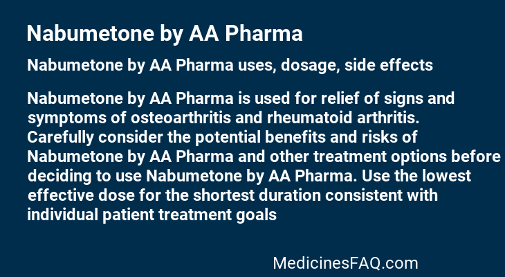 Nabumetone by AA Pharma