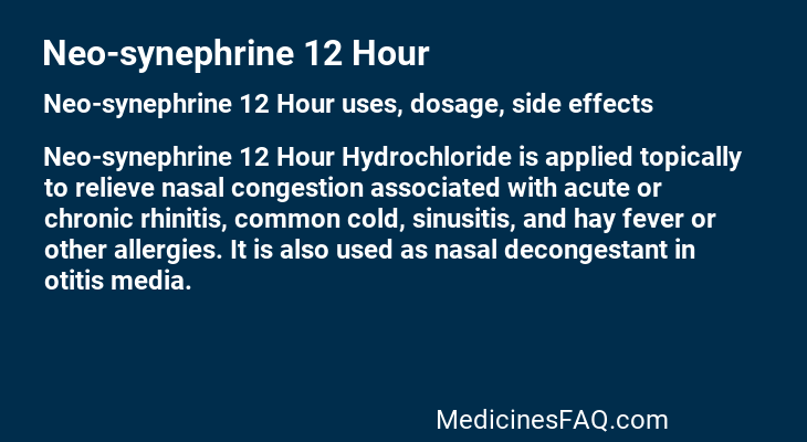 Neo-synephrine 12 Hour