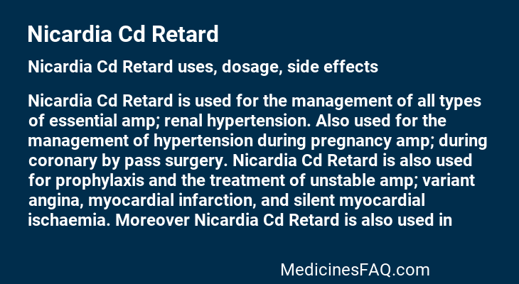 Nicardia Cd Retard