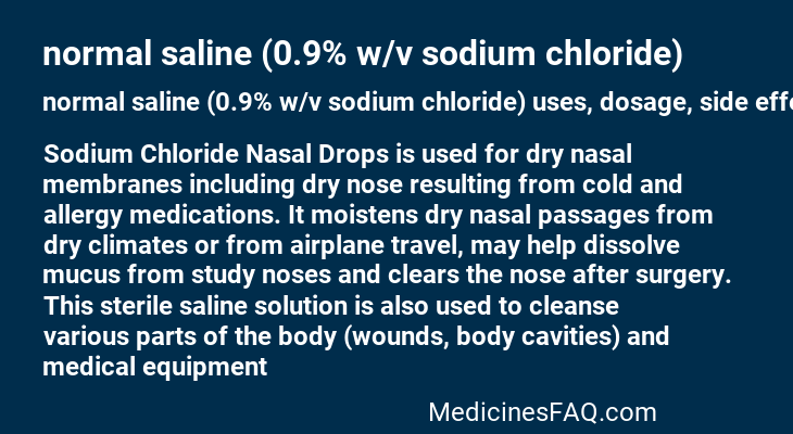 normal saline (0.9% w/v sodium chloride)