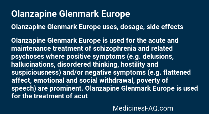 Olanzapine Glenmark Europe