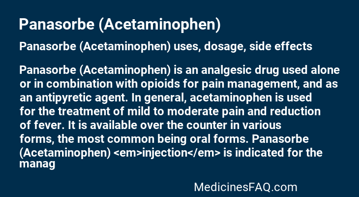 Panasorbe (Acetaminophen)