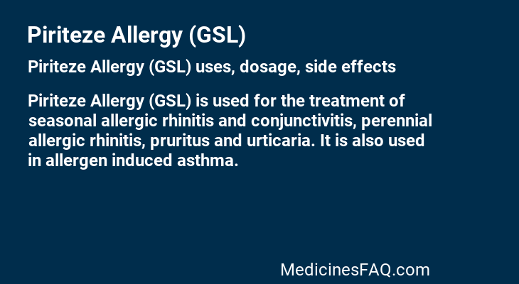 Piriteze Allergy (GSL)