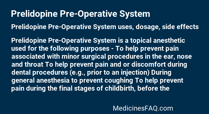 Prelidopine Pre-Operative System