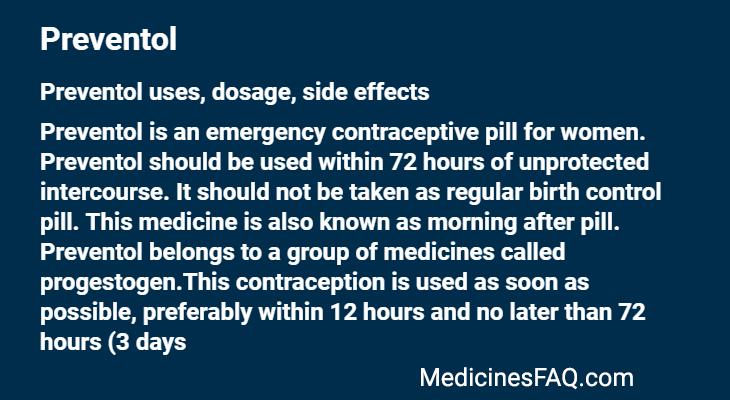 Preventol: Uses, Dosage, Side Effects, Food Interaction & FAQ