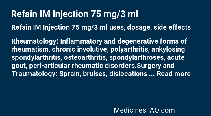Refain IM Injection 75 mg/3 ml