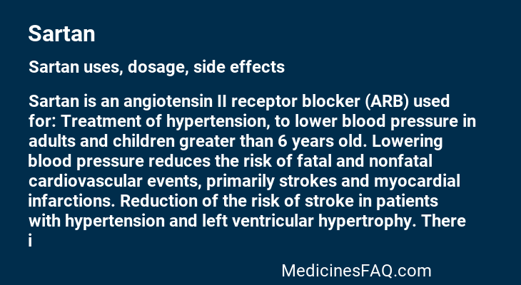 Sartan: Uses, Dosage, Side Effects, Food Interaction & FAQ