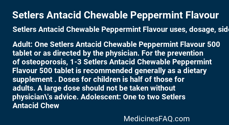 Setlers Antacid Chewable Peppermint Flavour