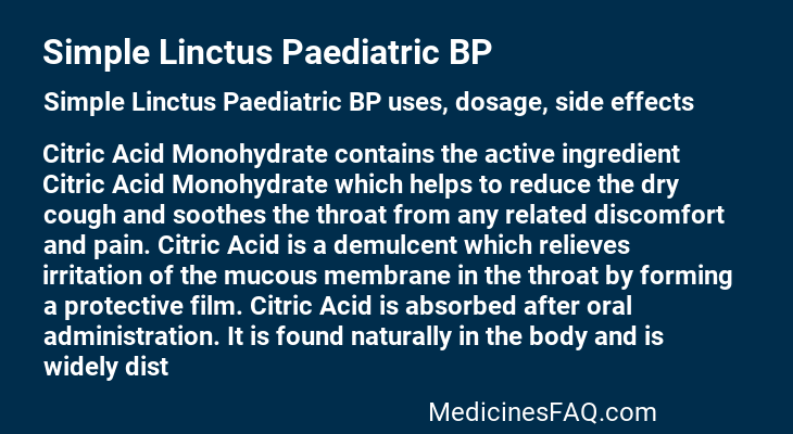 Simple Linctus Paediatric BP