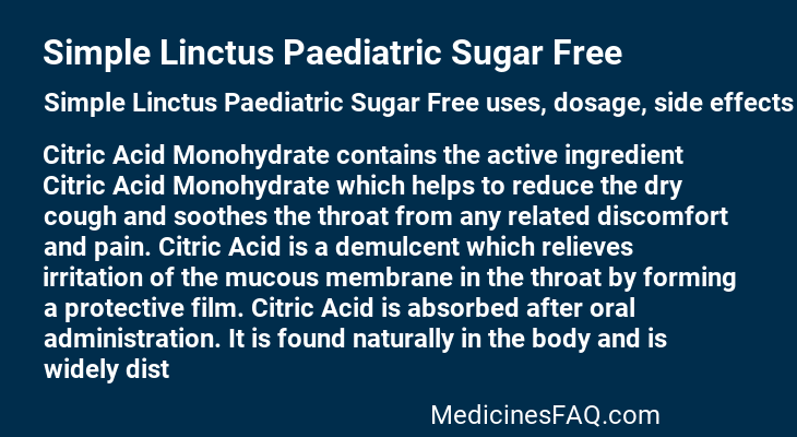 Simple Linctus Paediatric Sugar Free
