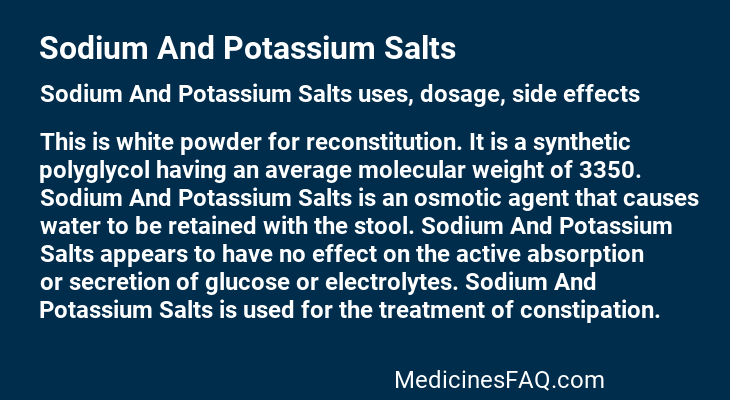 Sodium And Potassium Salts