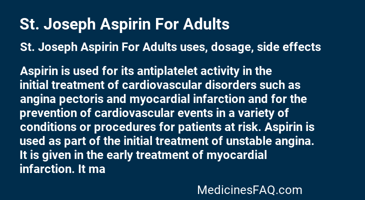 St. Joseph Aspirin For Adults