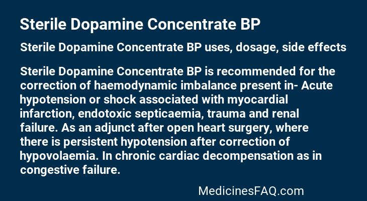 Sterile Dopamine Concentrate BP