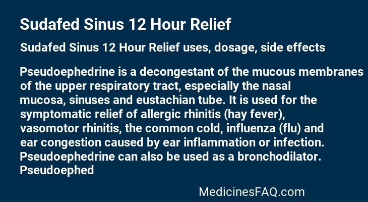 Sudafed Sinus 12 Hour Relief