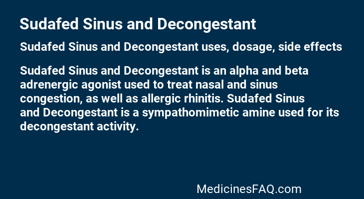 Sudafed Sinus and Decongestant