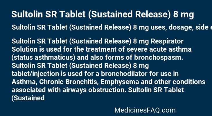 Sultolin SR Tablet (Sustained Release) 8 mg