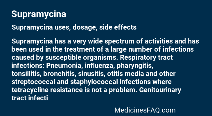 Supramycina: Uses, Dosage, Side Effects, Food Interaction & FAQ