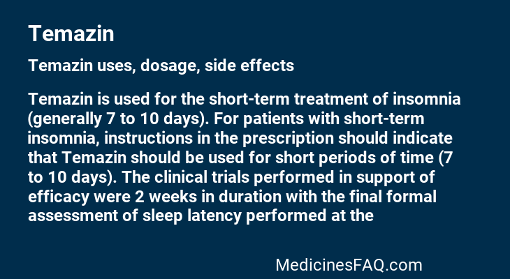 Temazin: Uses, Dosage, Side Effects, Food Interaction & FAQ