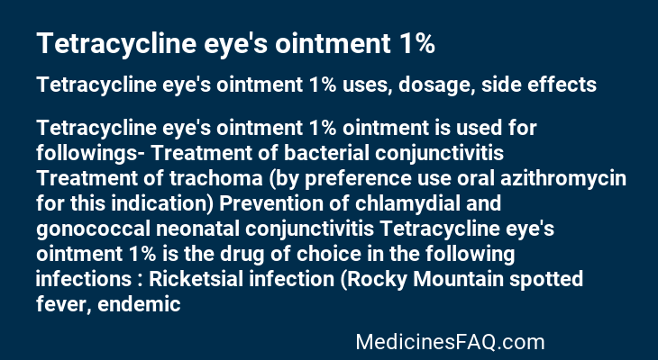 Tetracycline eye's ointment 1%