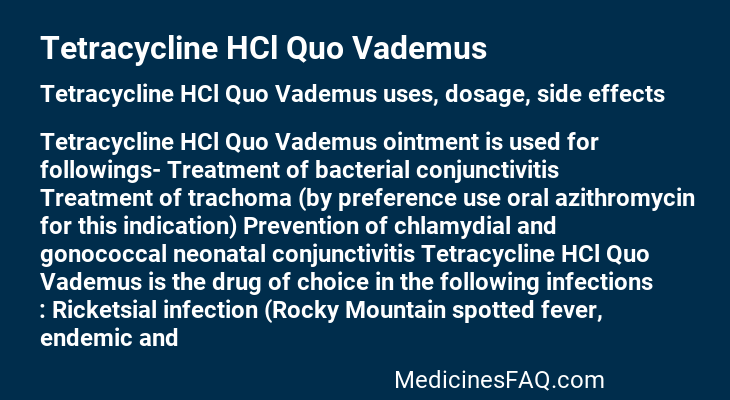 Tetracycline HCl Quo Vademus