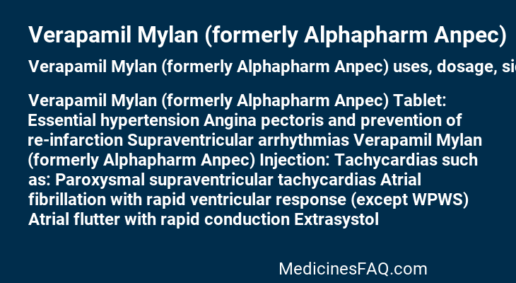 Verapamil Mylan (formerly Alphapharm Anpec)