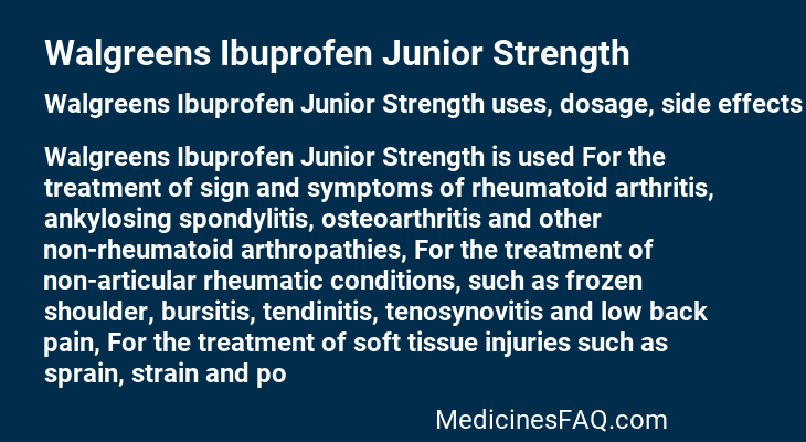Walgreens Ibuprofen Junior Strength