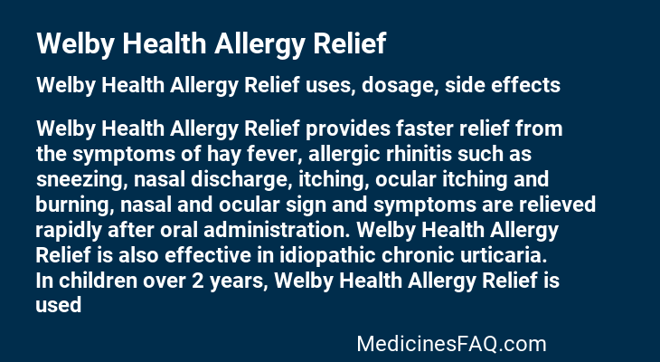Welby Health Allergy Relief
