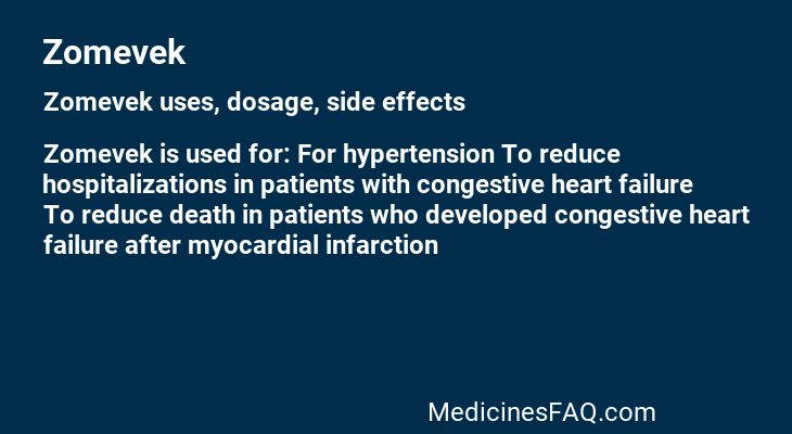 Zomevek: Uses, Dosage, Side Effects, Food Interaction & FAQ