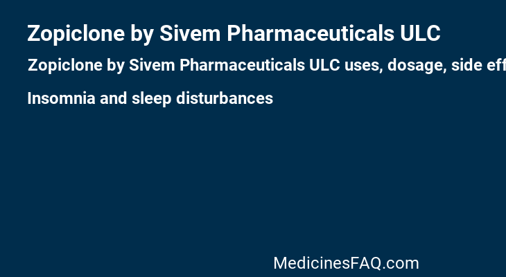 Zopiclone by Sivem Pharmaceuticals ULC